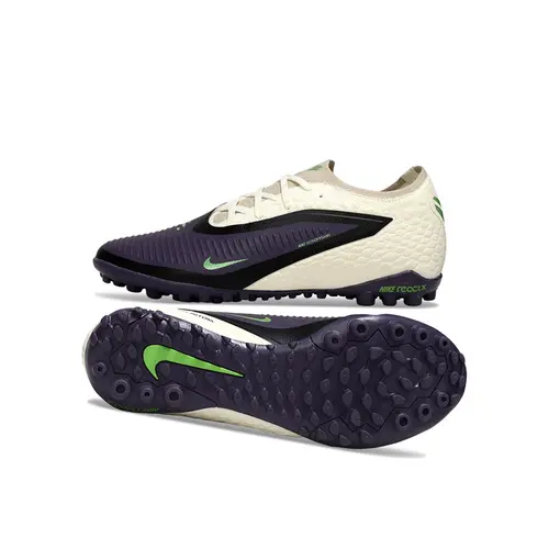 Chuteira Society Nike Phantom ReactX 6 Pro TF Preto, Bege e Verde - Black Mamba