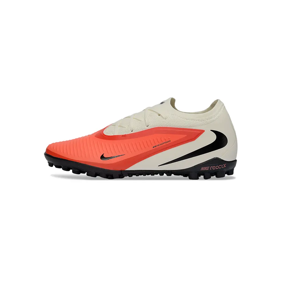 Chuteira Society Nike Phantom ReactX 6 Pro TF Bege, Laranja e Preto