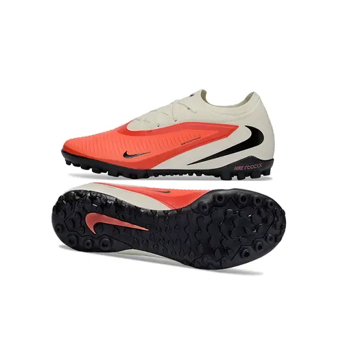Chuteira Society Nike Phantom ReactX 6 Pro TF Bege, Laranja e Preto