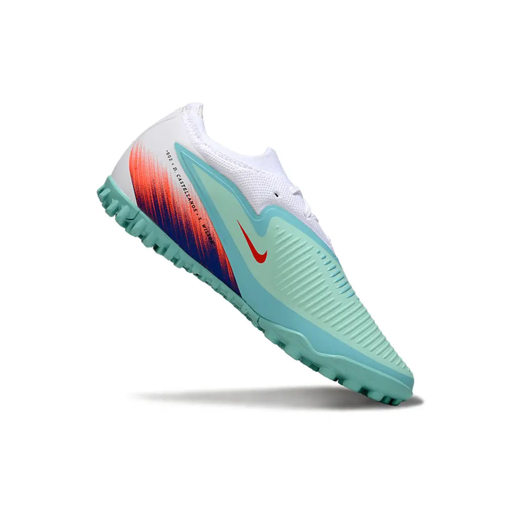 Chuteira Society Nike Phantom ReactX 6 Pro TF Branco, Verde, Azul e Rosa - United Pack