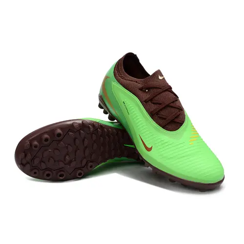 Chuteira Society Nike Phantom ReactX 6 Pro TF Marrom e Verde 