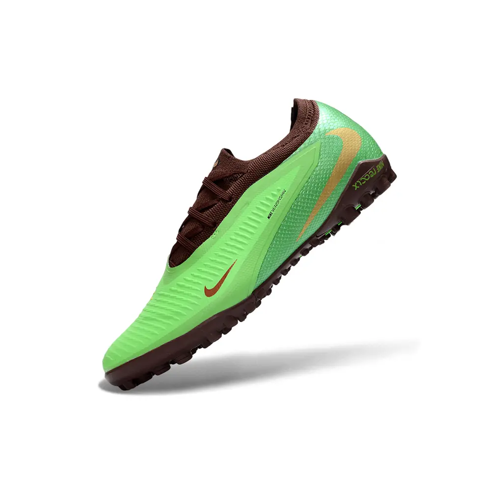 Chuteira Society Nike Phantom ReactX 6 Pro TF Marrom e Verde 