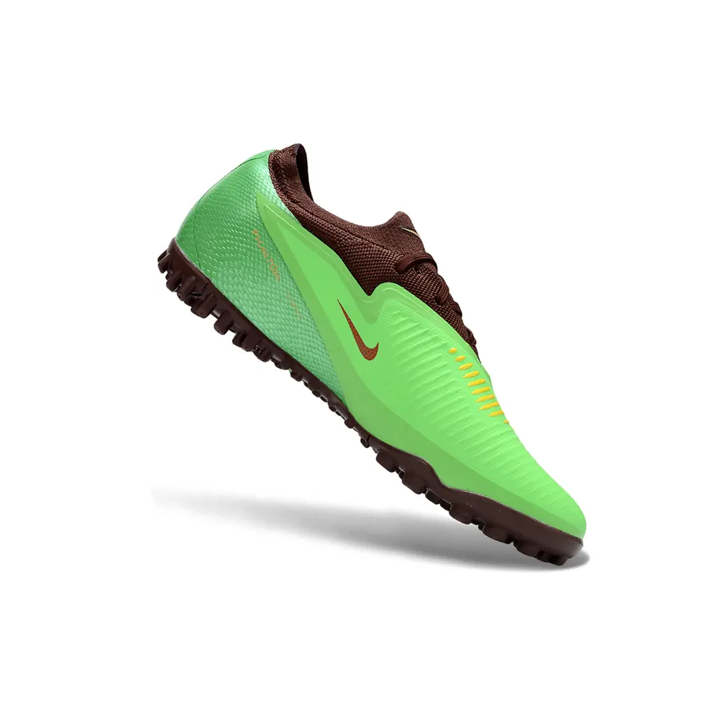 Chuteira Society Nike Phantom ReactX 6 Pro TF Marrom e Verde 