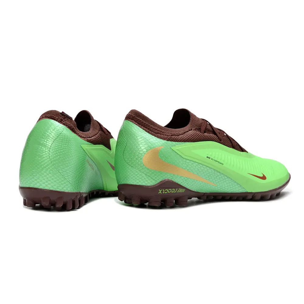 Chuteira Society Nike Phantom ReactX 6 Pro TF Marrom e Verde 