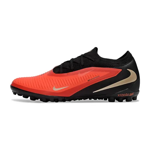 Chuteira Society Nike Phantom ReactX 6 Pro TF Preto, Laranja e Dourado