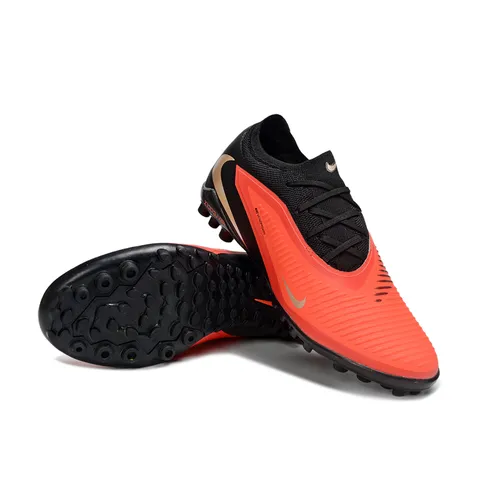 Chuteira Society Nike Phantom ReactX 6 Pro TF Preto, Laranja e Dourado