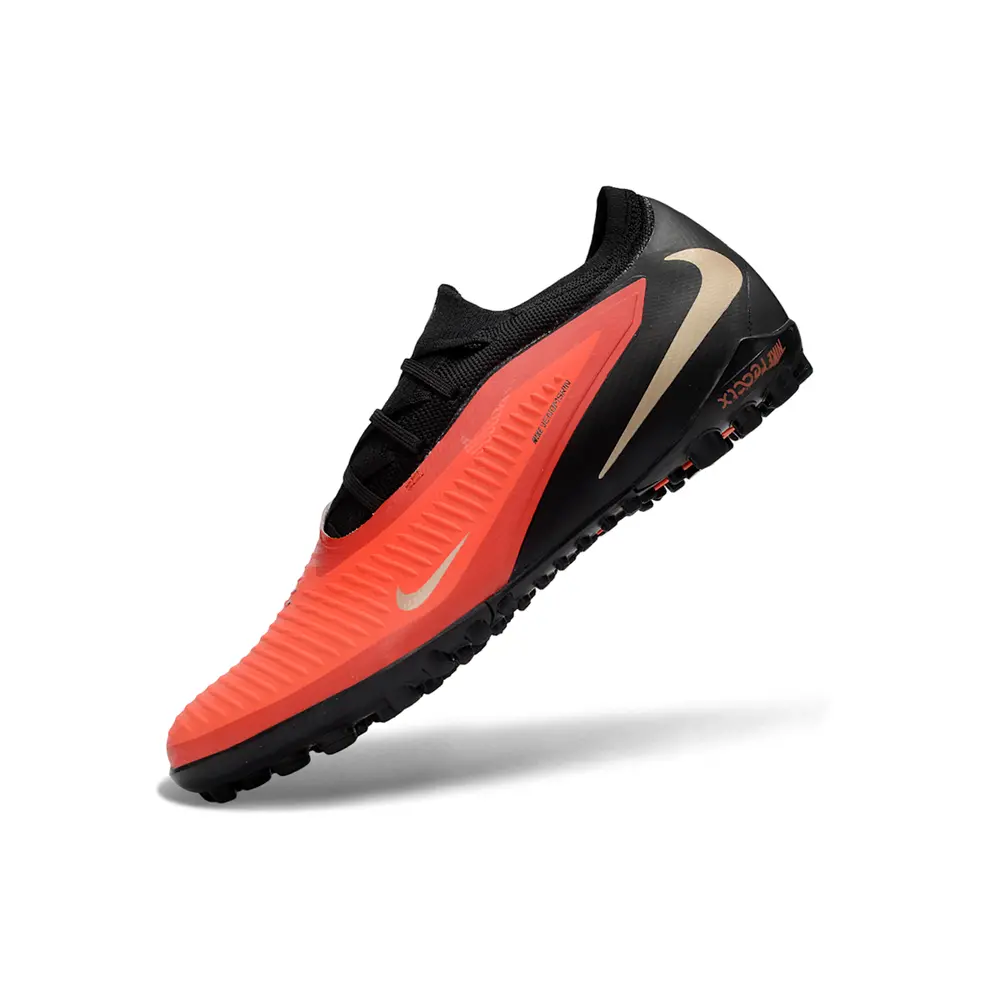 Chuteira Society Nike Phantom ReactX 6 Pro TF Preto, Laranja e Dourado
