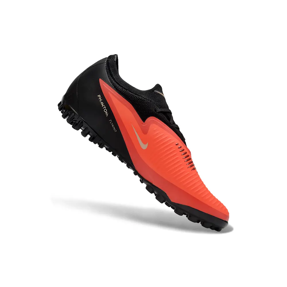 Chuteira Society Nike Phantom ReactX 6 Pro TF Preto, Laranja e Dourado