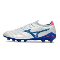 Chuteira Campo Mizuno Morelia Neo 4 Beta FG Branco, Azul e Rosa - imagem 1