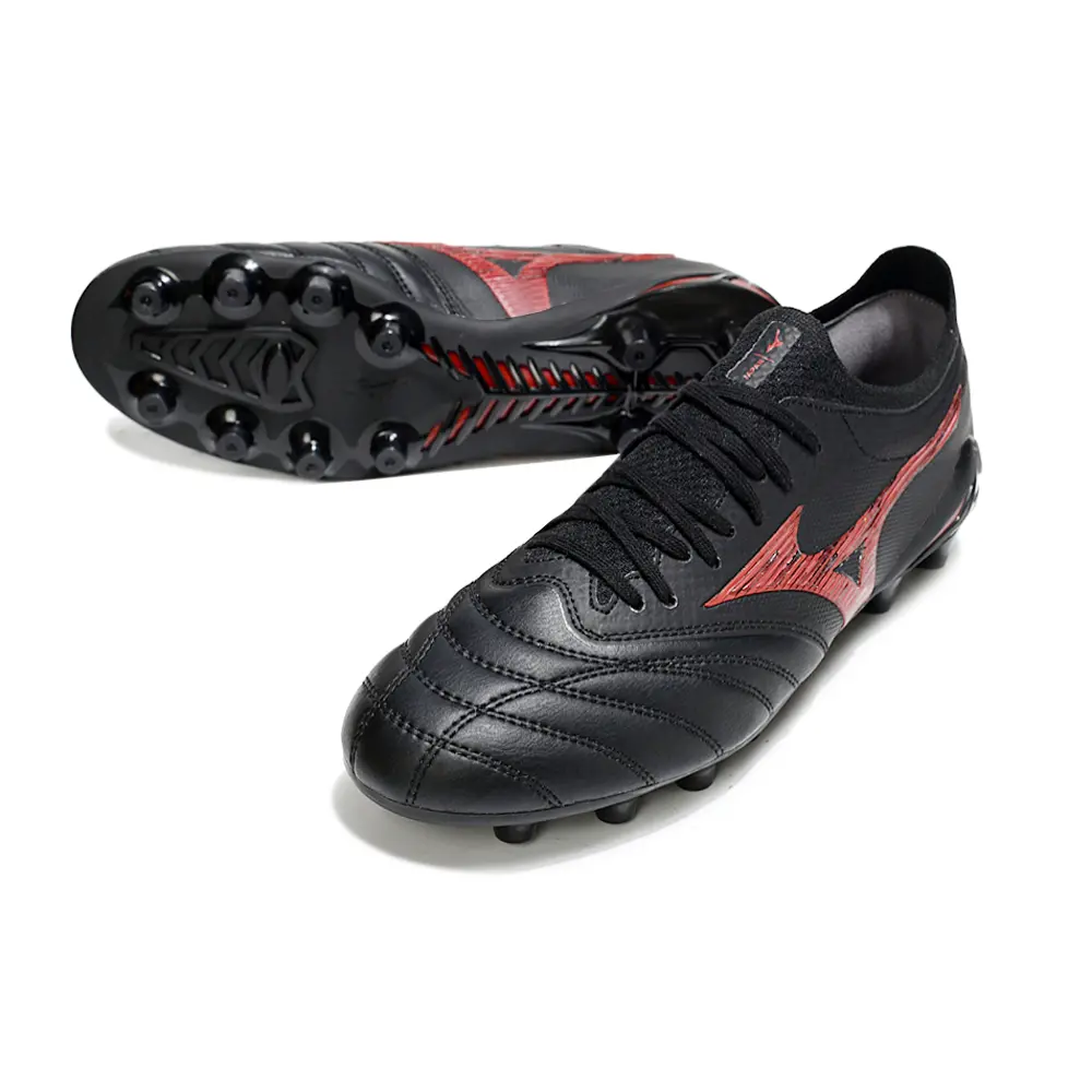 Chuteira Campo Mizuno Morelia Neo 4 Beta FG Preto e Vermelho