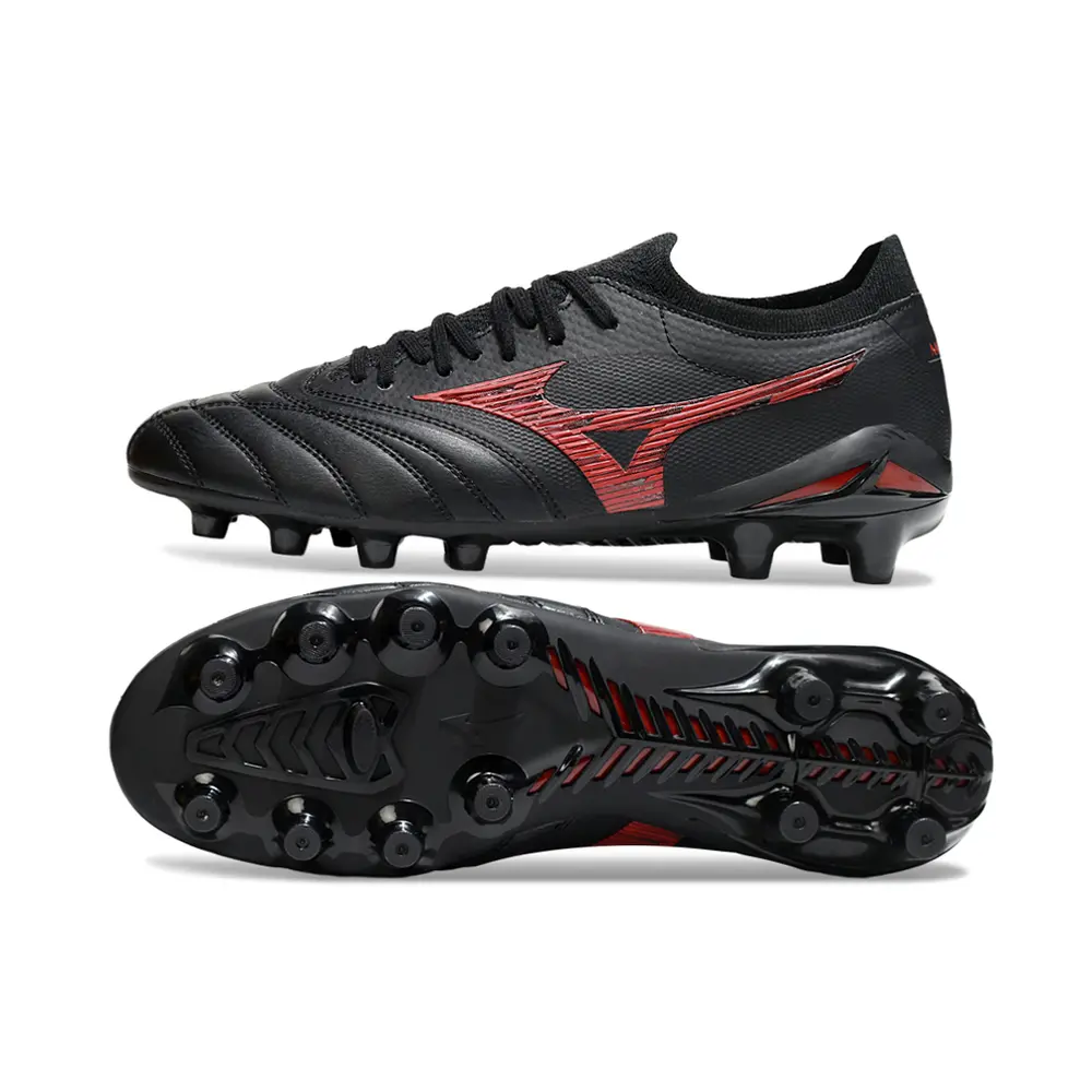 Chuteira Campo Mizuno Morelia Neo 4 Beta FG Preto e Vermelho