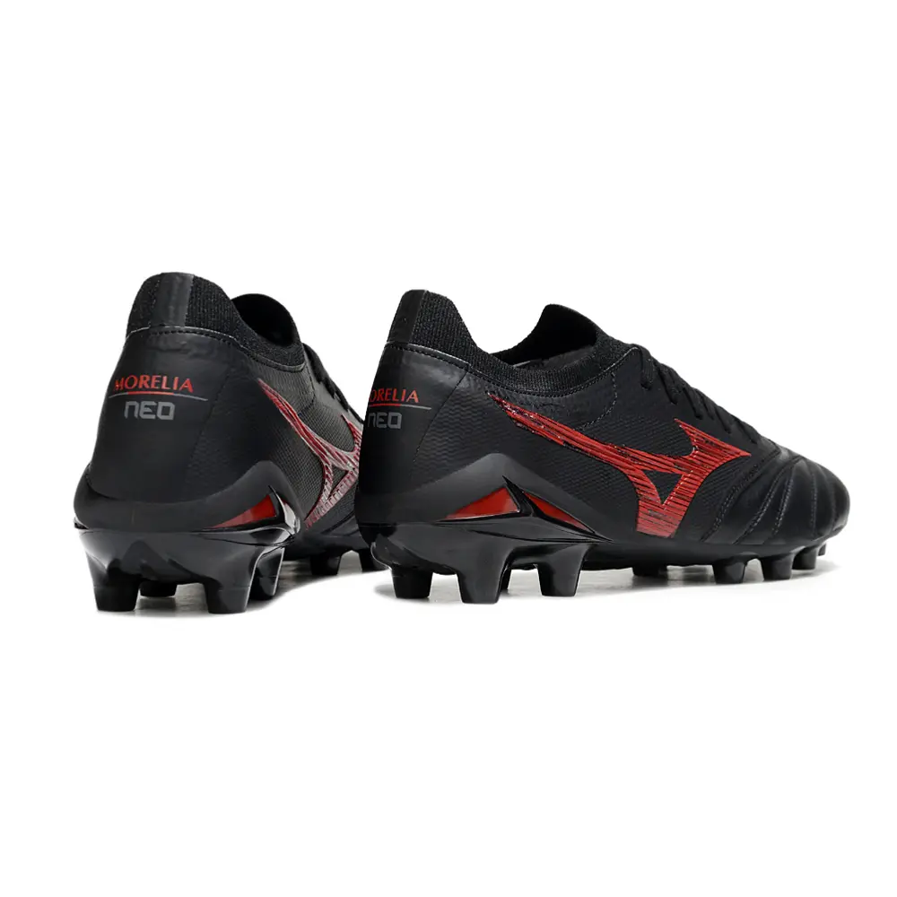 Chuteira Campo Mizuno Morelia Neo 4 Beta FG Preto e Vermelho