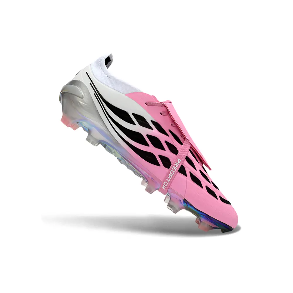 Chuteira Campo Adidas Predator Tongue 26 Elite FG Rosa, Branco e Preto