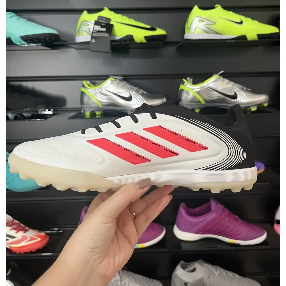 Chuteira Society Adidas Copa Pure.1 TF Branca, Preta e Laranja - Pronta Entrega