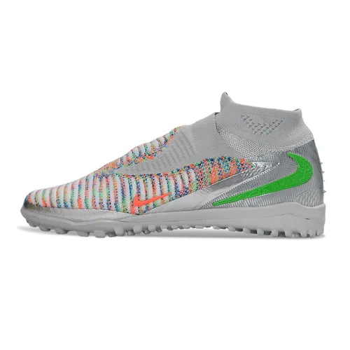 Chuteira Society Nike Phantom GX 6 DF Elite TF Prata, Verde e Laranja