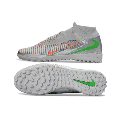 Chuteira Society Nike Phantom GX 6 DF Elite TF Prata, Verde e Laranja