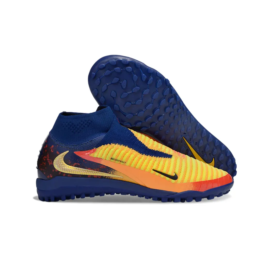 Chuteira Society Nike Phantom GX 6 DF Elite TF Azul, Amarelo e Vermelho