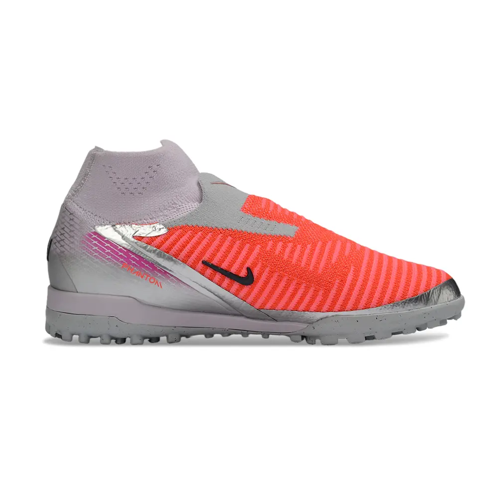 Chuteira Society Nike Phantom GX 6 DF Elite TF Cinza, Prata e Laranja 