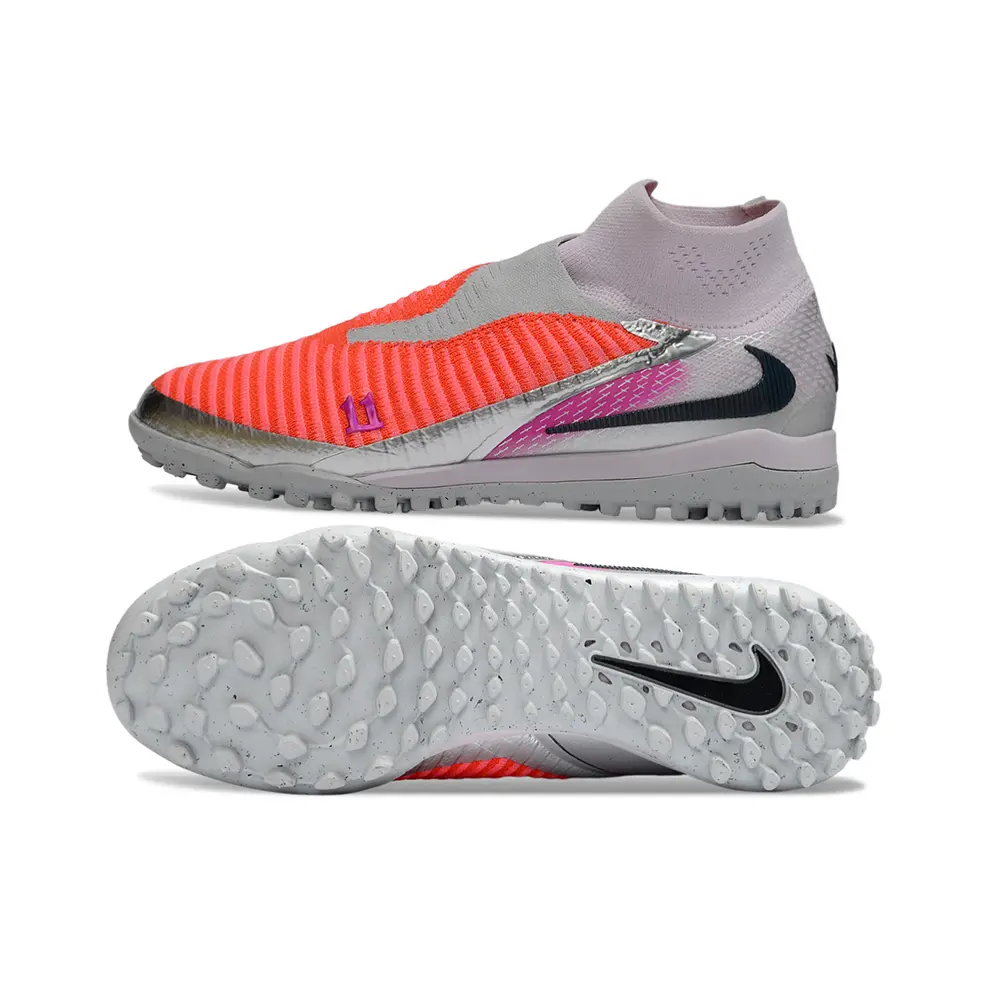 Chuteira Society Nike Phantom GX 6 DF Elite TF Cinza, Prata e Laranja 