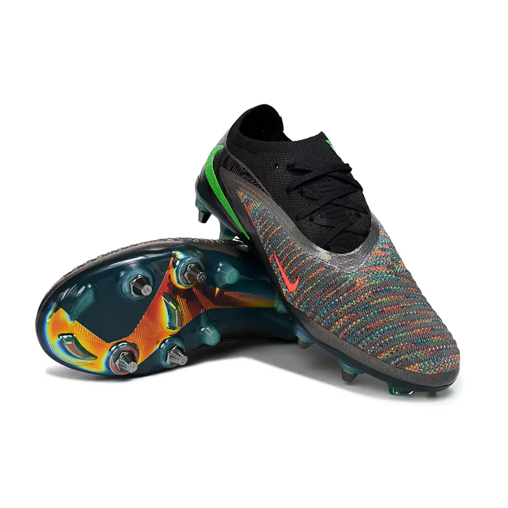 Chuteira Campo Nike Phantom GX 6 Elite Trava Mista Preto, Verde e Laranja