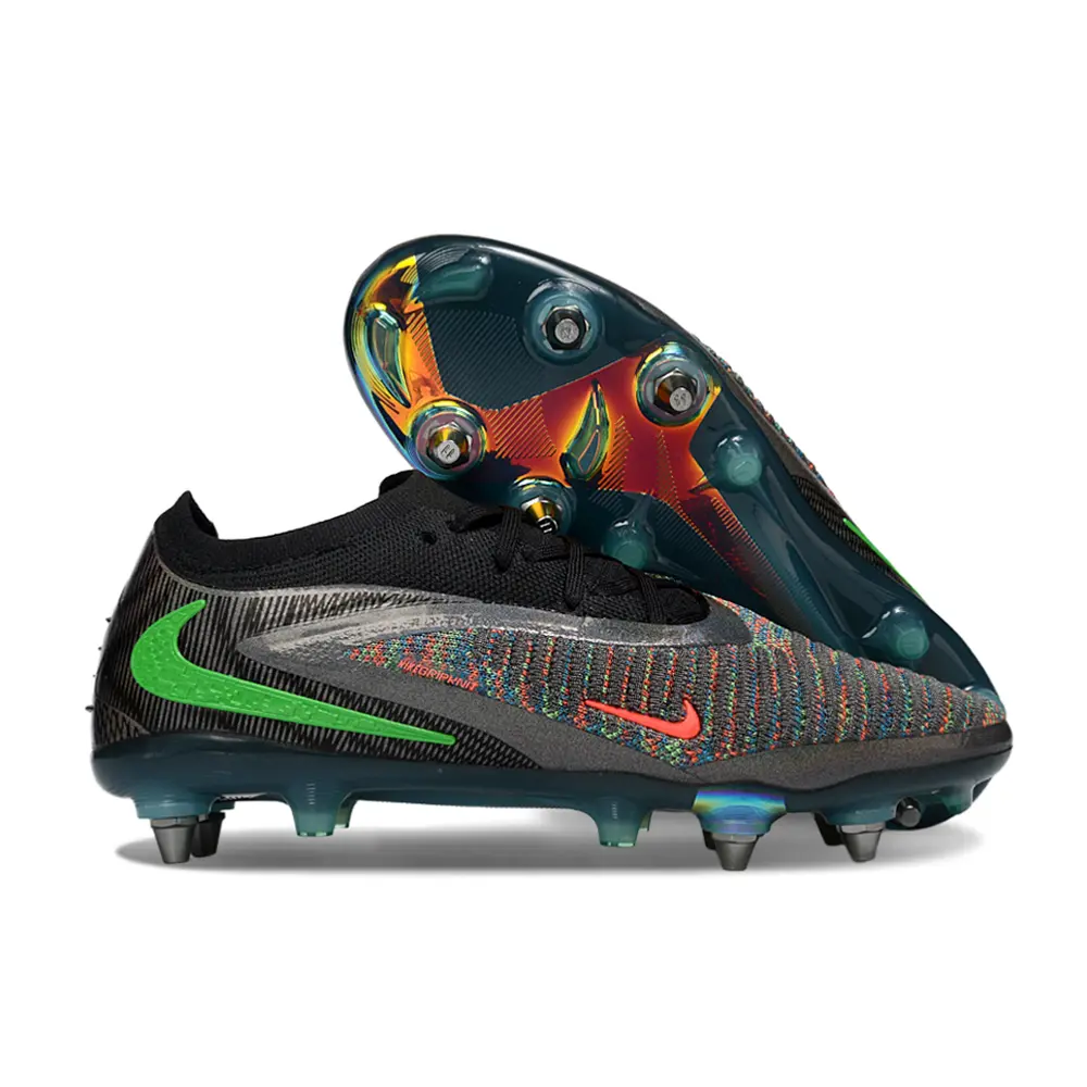 Chuteira Campo Nike Phantom GX 6 Elite Trava Mista Preto, Verde e Laranja