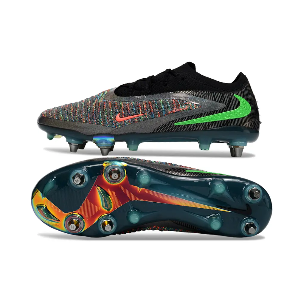 Chuteira Campo Nike Phantom GX 6 Elite Trava Mista Preto, Verde e Laranja