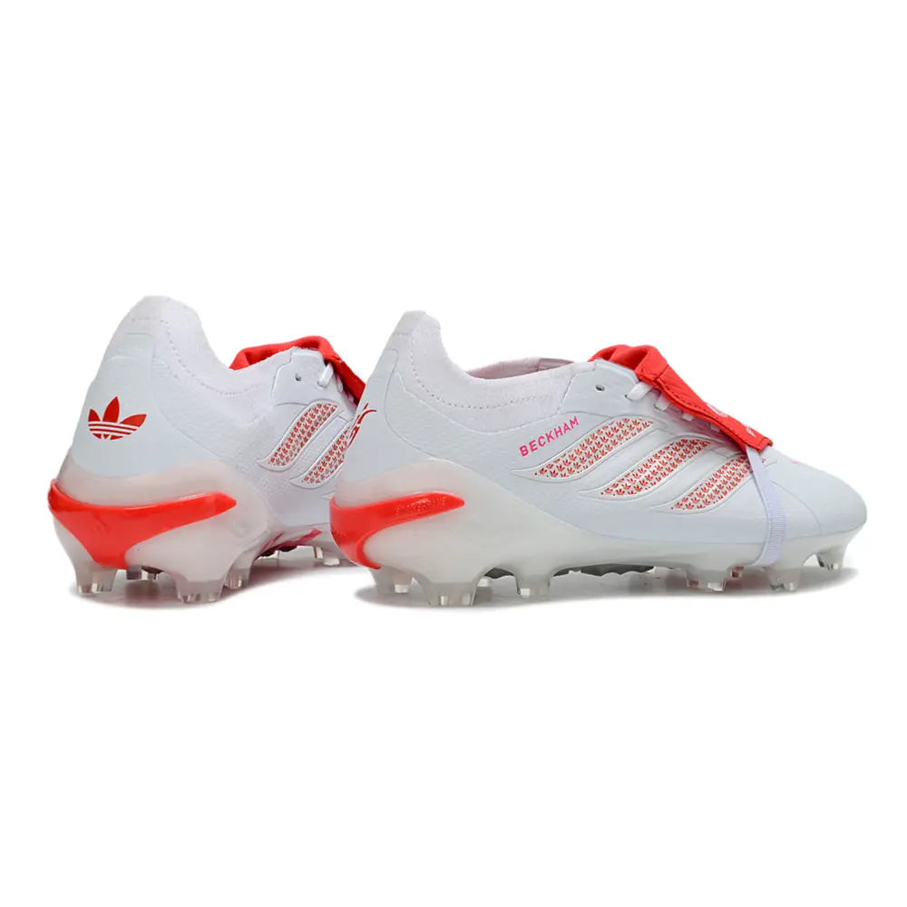 Chuteira Campo Adidas Predator Tongue 26 Elite FG Branco e Vermelho