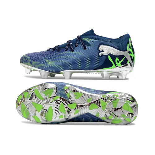 Chuteira Campo Puma Future 9 FG Azul, Verde e Prata