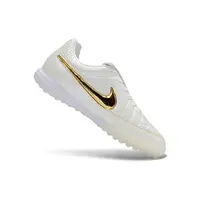 Chuteira Society Nike Tiempo TF Ronaldinho Branca e Dourada - imagem 7