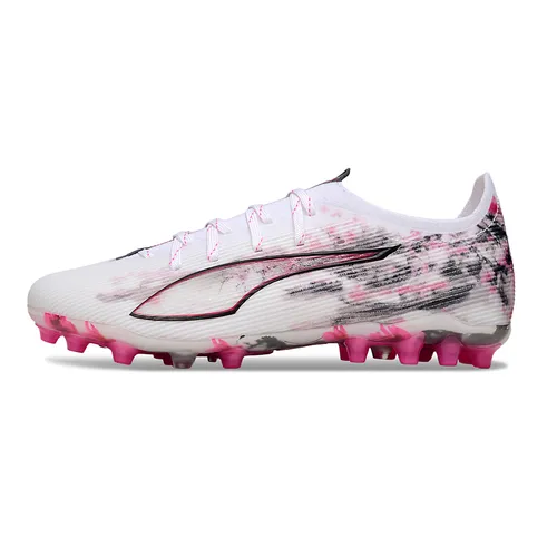 Chuteira Society Puma Ultra 5 Ultimate MG Branco, Rosa e Preto
