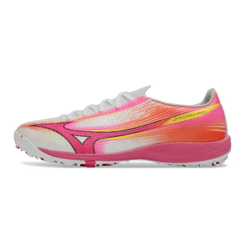 Chuteira Society Mizuno Alpha TF Branco e Rosa - Blazing Flair