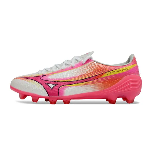 Chuteira Campo Mizuno Alpha III FG Rosa e Branco - Blazing Flair
