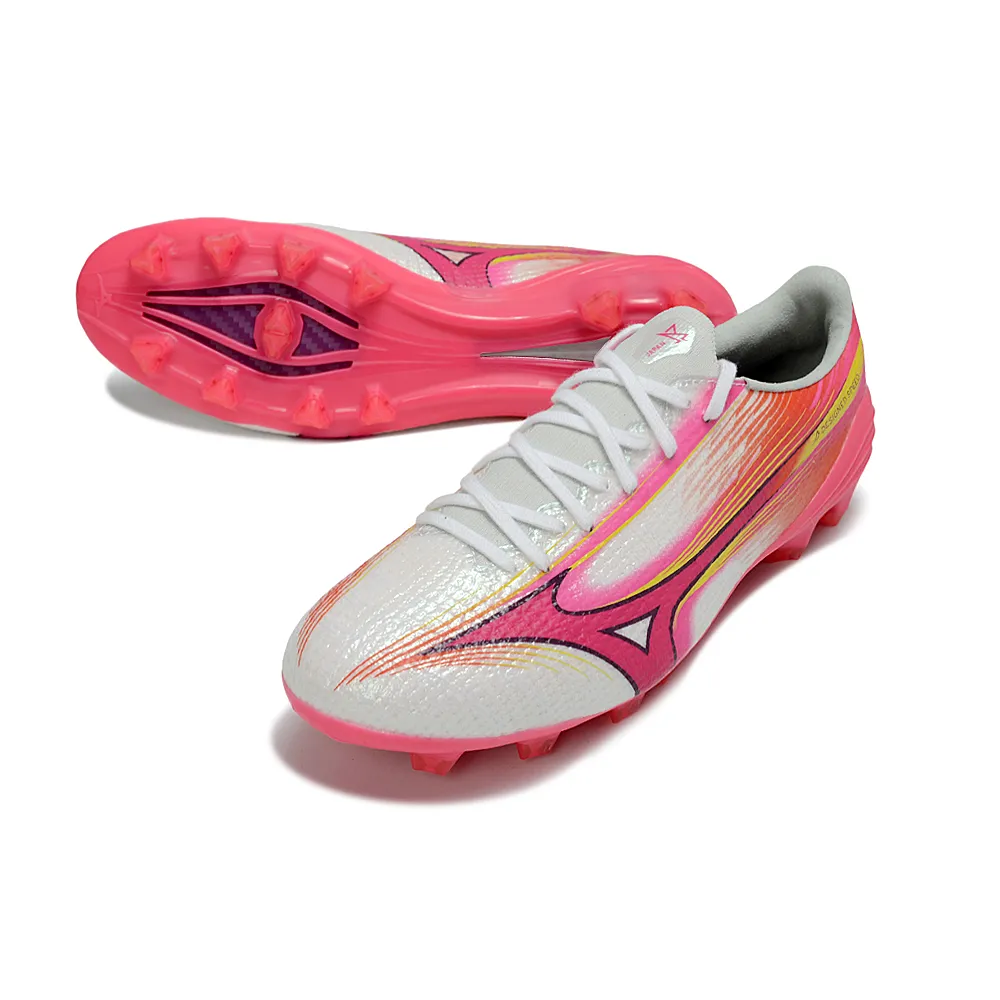 Chuteira Mizuno Alpha III Elite FG Rosa e Branco | Velocidade