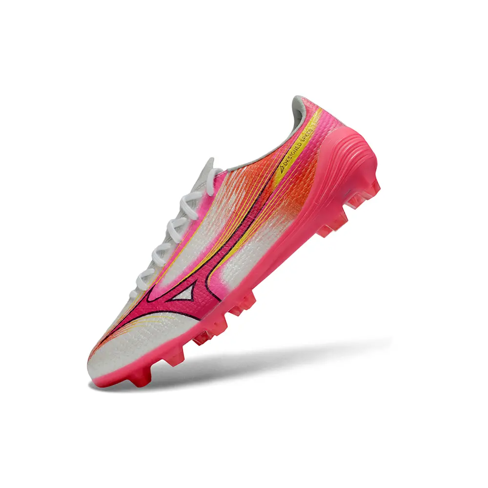 Chuteira Mizuno Alpha III Elite FG Rosa e Branco | Velocidade
