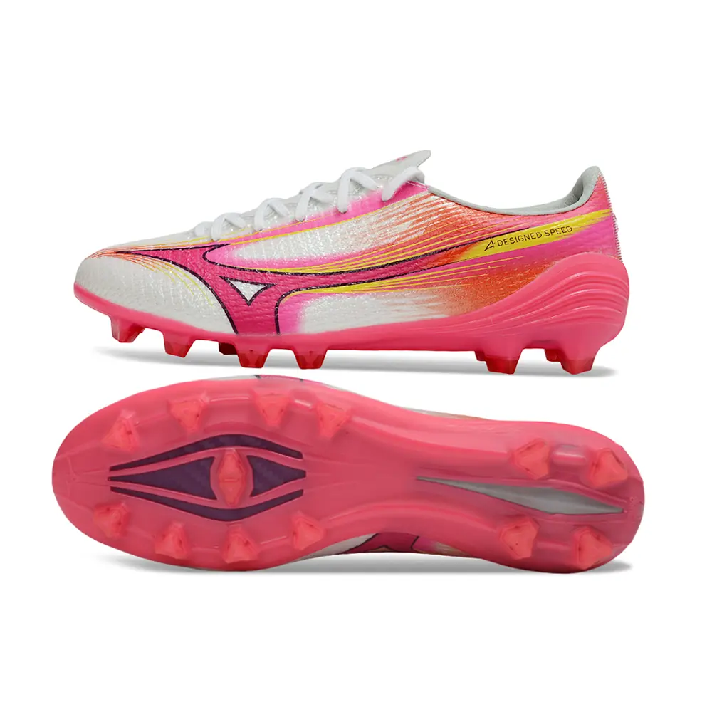 Chuteira Mizuno Alpha III Elite FG Rosa e Branco | Velocidade