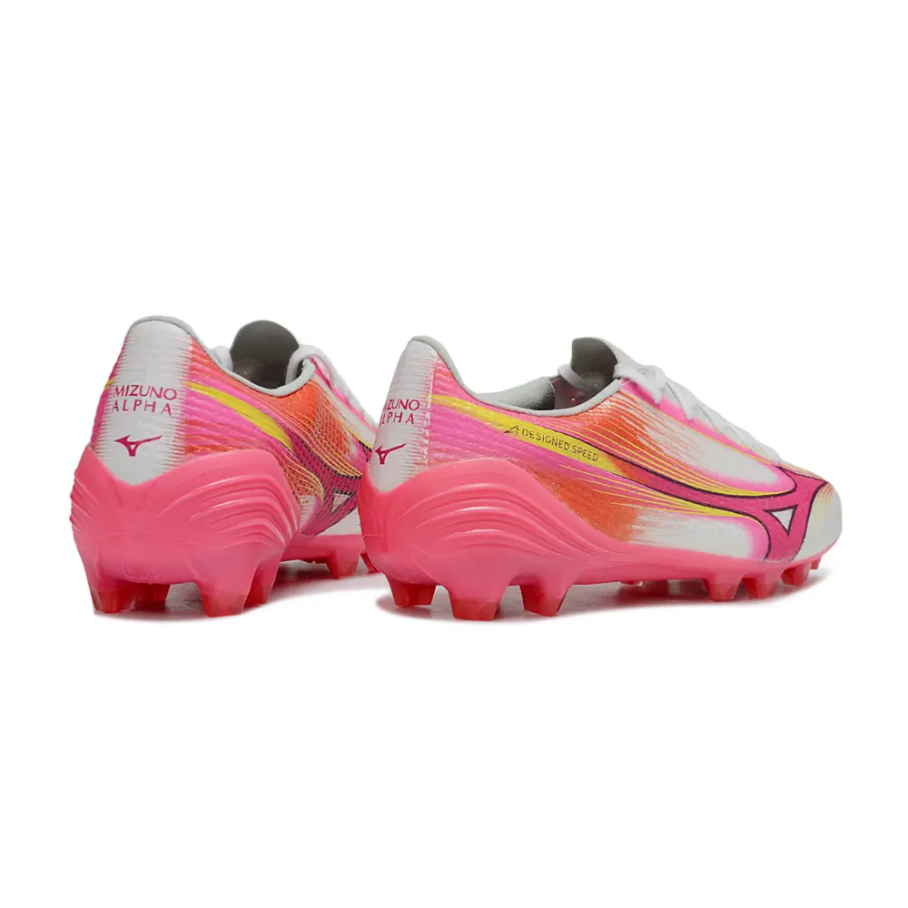 Chuteira Mizuno Alpha III Elite FG Rosa e Branco | Velocidade
