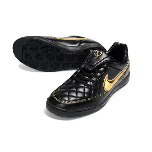Chuteira Futsal Nike Tiempo IC Ronaldinho Preto e Dourado