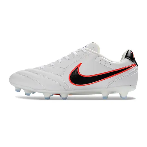 Chuteira Campo Nike Tiempo Ligera Pro FG Branco, Preto e Laranja