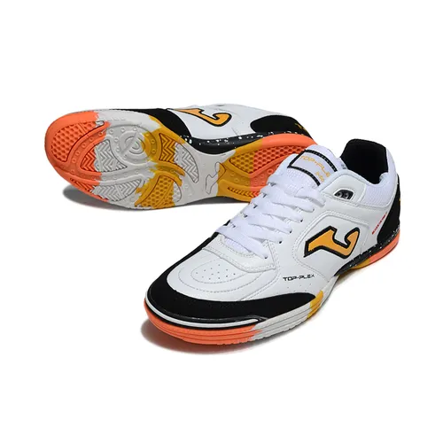 Chuteira Futsal Joma Top Flex Rebound IC Branco, Preto e Laranja
