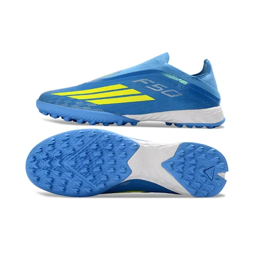 Chuteira Society Adidas F50+ TF Azul e Verde - Ice Cold Precision