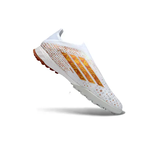 Chuteira Society Adidas F50+ TF Branco e Dourado