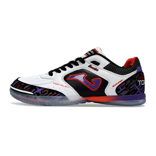 Chuteira Futsal Joma Top Flex Rebound IC Branco, Roxo e Preto