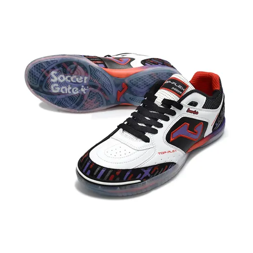 Chuteira Futsal Joma Top Flex Rebound IC Branco, Roxo e Preto