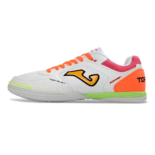 Chuteira Futsal Joma Top Flex Rebound IC Branco e Laranja