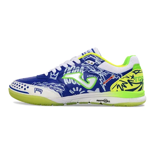 Chuteira Futsal Joma Top Flex Rebound IC Azul, Branco, Verde e Amarelo