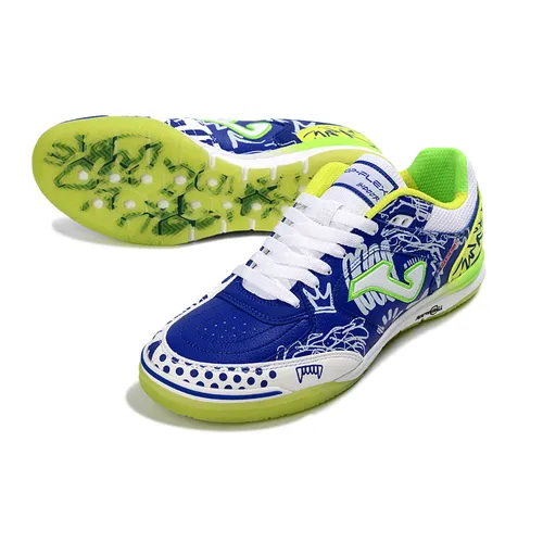 Chuteira Futsal Joma Top Flex Rebound IC Azul, Branco, Verde e Amarelo