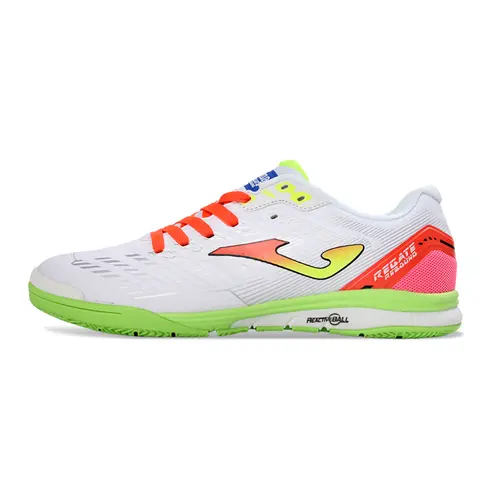 Chuteira Futsal Joma Regate Rebound IC Branco, Rosa e Verde