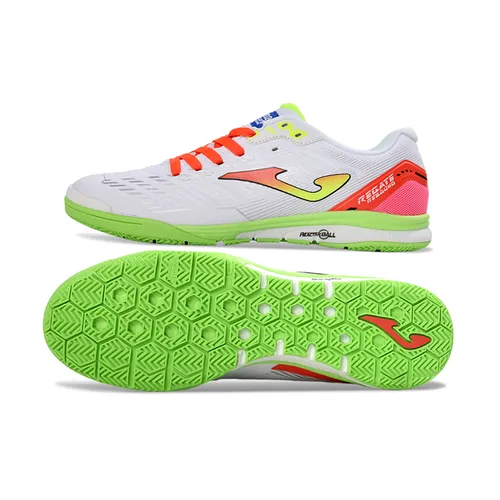 Chuteira Futsal Joma Regate Rebound IC Branco, Rosa e Verde