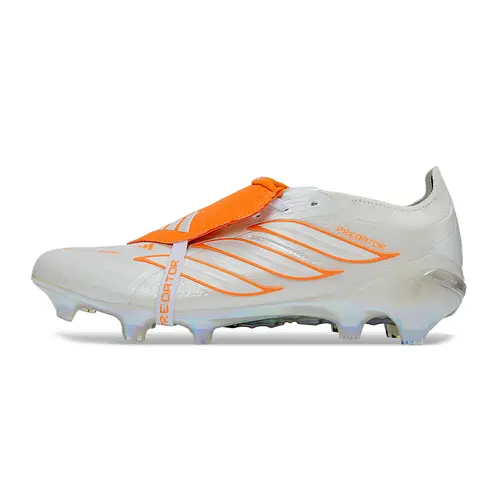 Chuteira Campo Adidas Predator Tongue 26 Elite FG Branco e Laranja