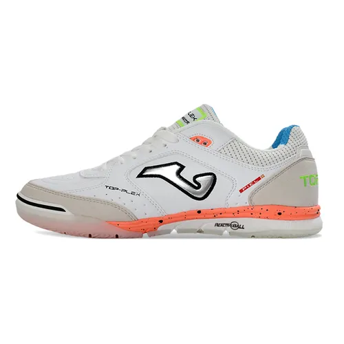 Chuteira Futsal Joma Top Flex Rebound IC Branco, Cinza e Laranja